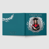 フォトエレガント卒業式パーティーDark Cyan & Silver ゲストブック (全面)