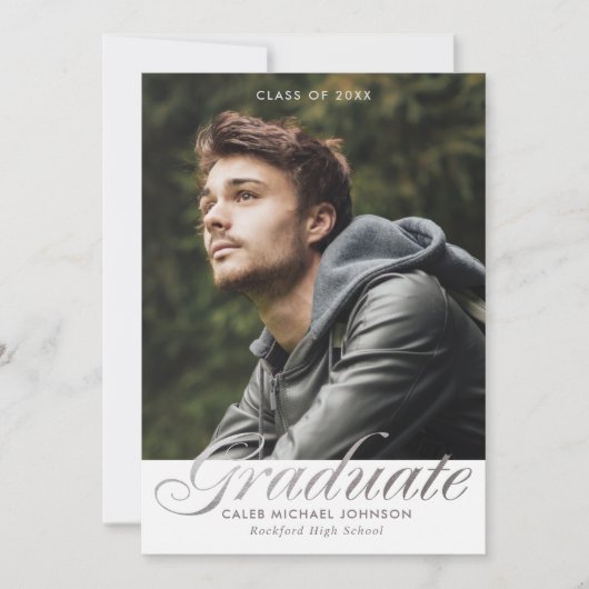 フォトエレガント卒業式パーティ招待状カード 招待状 (正面)