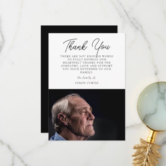 フォトエレガント悔やみや弔慰スクリプトサンキューカード サンキューカード (正面/裏面インサイチュ)