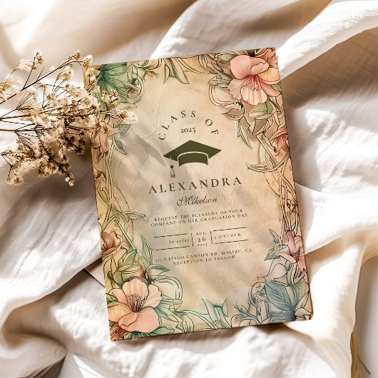 フォトエレガント春ワイルドフラワーズ卒業パーティー 招待状