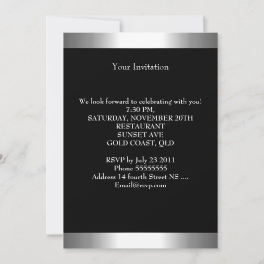 フォトエレガント水玉模様シルバーバルーン21st 招待状 (裏面)