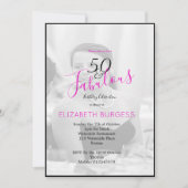 フォトエレガント白黒ピンク50と素晴らしい 招待状 (正面)