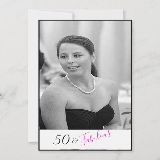 フォトエレガント白黒ピンク50と素晴らしい 招待状 (裏面)