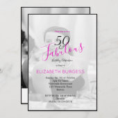 フォトエレガント白黒ピンク50と素晴らしい 招待状 (正面/裏面)
