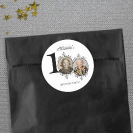 フォトエレガント白黒100thバースデーパーティー ラウンドシール