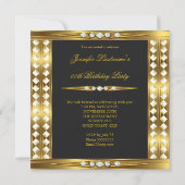 フォトエレガント金ゴールドグラムダイヤモンドブラック誕生日 招待状 (裏面)