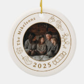 フォトエレガント金ゴールドラインアートクリスマス セラミックオーナメント (裏面)