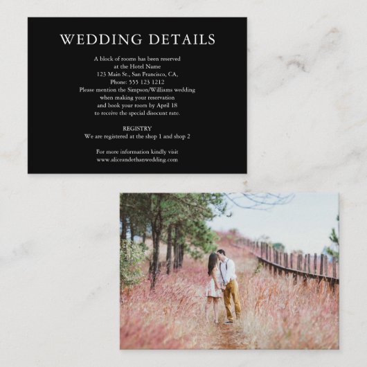 フォトエンク結婚ロージャCaを使用したミニマル詳細 エンクロージャーカード (正面/裏面)