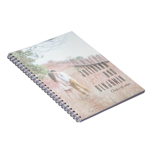 フォトオエレガントモダンーバーレイのカスタムウェディング ノートブック (右側)