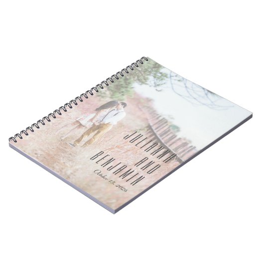 フォトオエレガントモダンーバーレイのカスタムウェディング ノートブック (左側)