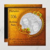 フォトオエレガントレンジフローラ30th Birthday 招待状 (正面/裏面)