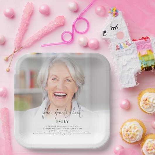 フォトオエレガントーバーレイおもしろいファクト退職パーティー ペーパープレート (パーティー)