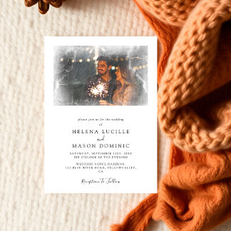 フォトオエレガントーレシンプルイのクリーン結婚ズ 招待状