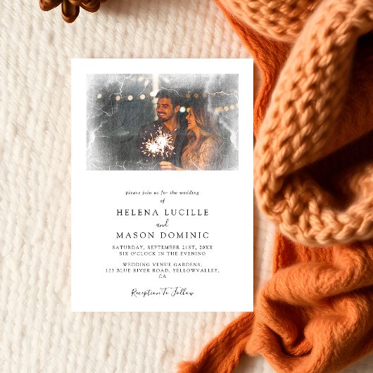 フォトオエレガントーレシンプルイのクリーン結婚ズ 招待状