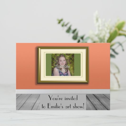 フォトオパーソナライズされたレンジフォトフレームアートショー 招待状 (スタンド正面)
