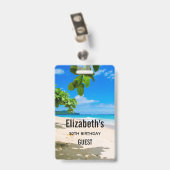 フォトオブザビューティフルサニートロピカルビーチ バッジ (Back with Clip)