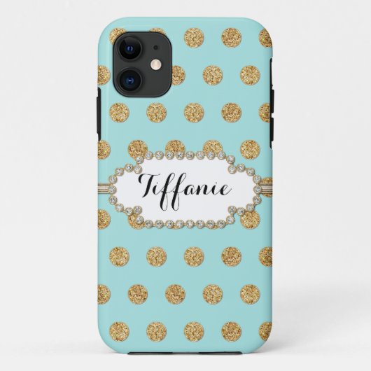 フォトオブ金ゴールドグリッター水玉模様宝石宝石フレーム Case-Mate iPhoneケース (裏面)
