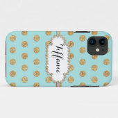 フォトオブ金ゴールドグリッター水玉模様宝石宝石フレーム Case-Mate iPhoneケース (裏面(横))
