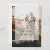 フォトオモダンミニマルーバーレイ結婚式の日付の保存 招待状 (正面)