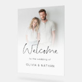 フォトオモダンーバーレイスクリプトへようこそ結婚 アクリルサイン (傾斜)