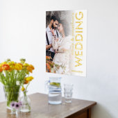 フォトオモダンーバーレイ回転文字歓迎結婚の 箔ポスター (レイダウン (キッチン))