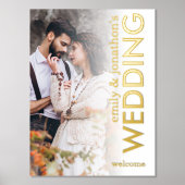 フォトオモダンーバーレイ回転文字歓迎結婚の 箔ポスター (正面)