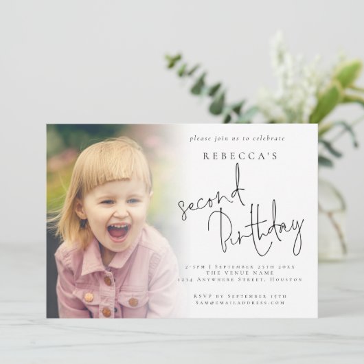 フォトオモダンーバーレイ2nd誕生日パーティー 招待状 (スタンド正面)