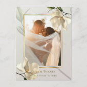 フォトオリエンタルホワイトマグノリアありがとうはがき ポストカード (正面)