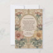 フォトオリーブ&オレンジ結婚のヴィンテージアールヌーボー サンキューカード (裏面)