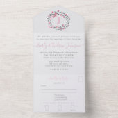 フォトオンバックピンク牡丹リースシンプルモダン オールインワン招待状 (内側)