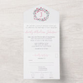 フォトオンバックピンク牡丹リースシンプルモダン オールインワン招待状 (内側)