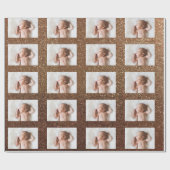 フォトオンパーソナライズされたシャンパンフェイク金ゴールドグリッター ラッピングペーパー (フラット)