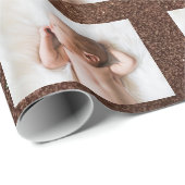 フォトオンパーソナライズされたシャンパンフェイク金ゴールドグリッター ラッピングペーパー (ロールコーナー)