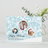フォトオーナメントと雪片クリスマスカード シーズンカード (スタンド正面)