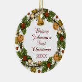 フォトオーナメントクリスマスリースベビー初 セラミックオーナメント (右)