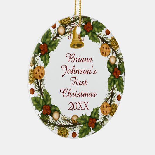 フォトオーナメントクリスマスリースベビー初 セラミックオーナメント (右)