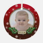 フォトオーナメント |ベビー第1回クリスマス(赤) ガラスオーナメント (裏面)