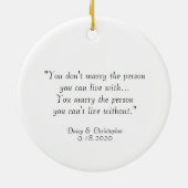 フォトオーナメント&ラブリー引用文結婚ズ記念日 セラミックオーナメント (裏面)