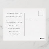 フォトオーバーレイありがとうBIrth発表フォイル 箔招待状ポストカード (裏面)