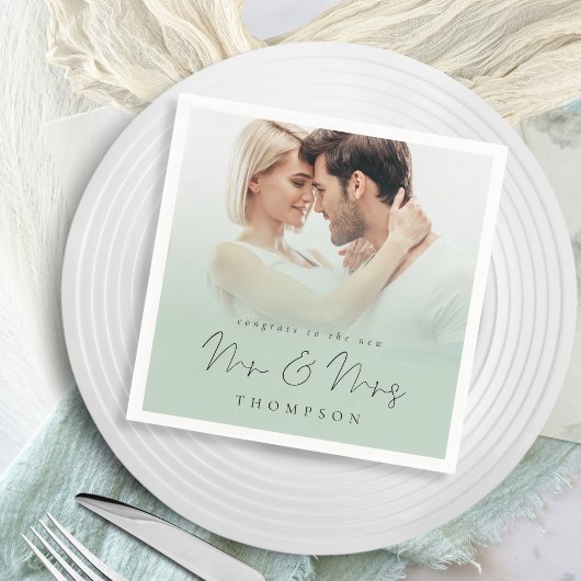 フォトオーバーレイおめでとうニューミセス・セージ スタンダードカクテルナプキン