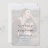 フォトオーバーレイの日付を保モダン存エレガントする 招待状 (裏面)