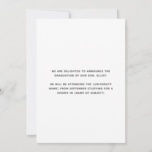 フォトオーバーレイはっきりしたタイポグラフィ2023卒業 案内状 (裏面)