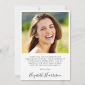 フォトオーバーレイエレガントの卒業スクリプト サンキューカード (裏面)