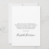 フォトオーバーレイエレガントの卒業スクリプト サンキューカード (裏面)