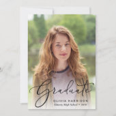 フォトオーバーレイエレガントの卒業スクリプト 案内状 (正面)