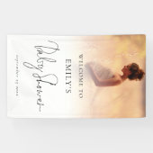 フォトオーバーレイエレガントスクリプトウェルカムベビーシャワー 横断幕 (横)