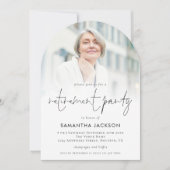 フォトオーバーレイエレガント退職パーティーアーチ 招待状 (正面)