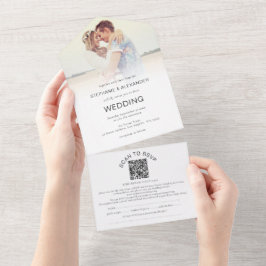 フォトオーバーレイゲスト名アドレスQRコー結婚ド オールインワン招待状