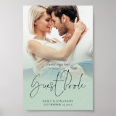 フォトオーバーレイサインゲストブック結婚ズセージグリーン ポスター (正面)