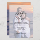 フォトオーバーレイスクリプトタイポグラフィ結婚式招待状 招待状 (正面/裏面)